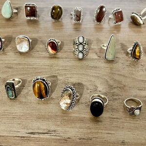 Elegant Silver and Stone Ring Collection